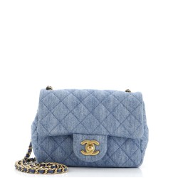 Pearl Crush Square Flap Bag Quilted Denim Mini