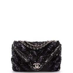 CC Flap Bag Chevron Sequins Mini