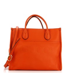 Logo Tote Embossed Leather Small
