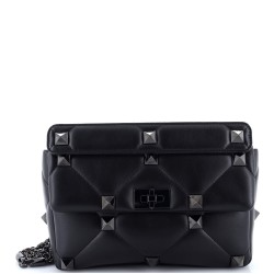 Roman Stud Flap Bag Quilted Leather Large