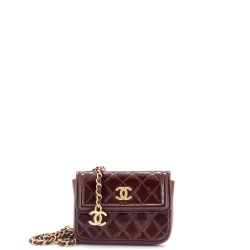 CC Flap Chain Belt Bag Quilted Shiny Aged Calfskin