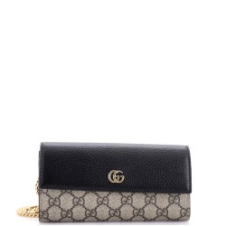 GG Marmont Continental Chain Wallet GG Coated Canvas and Leather
