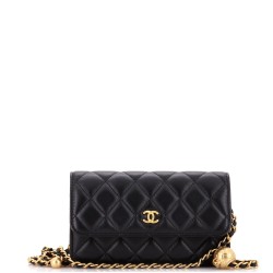Pearl Crush Flap Phone Holder with Chain Quilted Lambskin