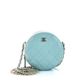 Round Clutch with Chain Quilted Caviar Mini