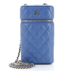 Classic Vanity Phone Holder with Chain Quilted Caviar
