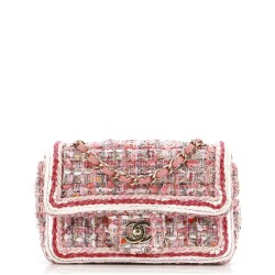Classic Single Flap Bag Braided Quilted Tweed Mini
