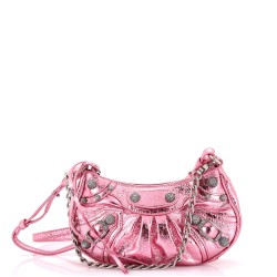 Le Cagole Giant Studs Shoulder Bag Leather with Crystals Mini