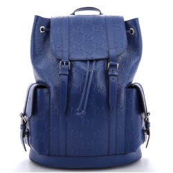 Double Buckle Backpack GG Embossed Perforated Leather Large