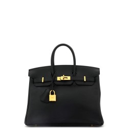 Birkin Handbag Noir Swift with Gold Hardware 25