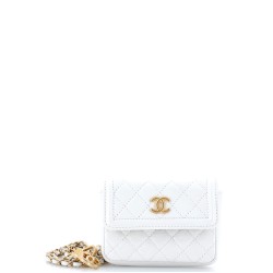 CC Flap Chain Belt Bag Quilted Shiny Aged Calfskin