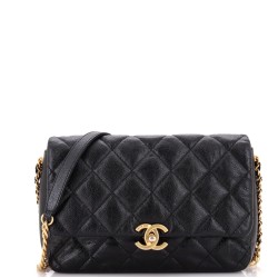 Chain Melody Flap Bag Quilted Caviar Medium