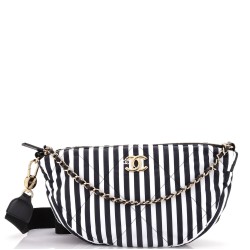 CC Convertible Chain Zip Hobo Quilted Printed Nylon Large