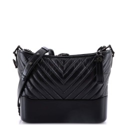 So Black Gabrielle Hobo Chevron Aged Calfskin Medium