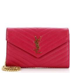 Classic Monogram Wallet on Chain Matelasse Chevron Leather Medium