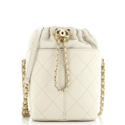 CC Drawstring Bucket Crossbody Bag Stitched Calfskin Medium