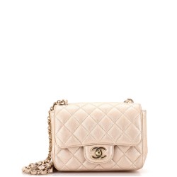 Square Classic Single Flap Bag Quilted Metallic Lambskin Mini