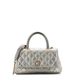 Coco Top Handle Bag Quilted Iridescent Caviar Mini