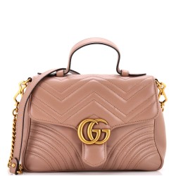 GG Marmont Top Handle Flap Bag Matelasse Leather Small