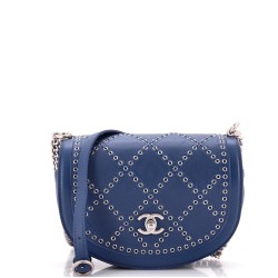 Coco Eyelets Round Flap Bag Quilted Calfskin Small