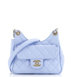 Wavy CC Hobo Quilted Caviar Small