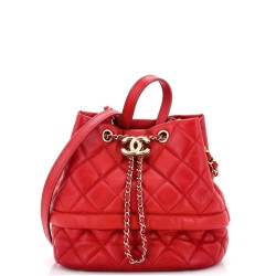 Rolled Up Drawstring Bucket Bag Quilted Caviar Small