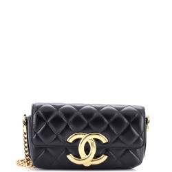 Giant CC Flap Baguette Bag Quilted Lambskin