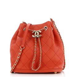 CC Drawstring Bucket Bag Quilted Calfskin Small