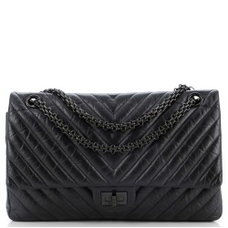 So Black Reissue 2.55 Flap Bag Chevron Aged Calfskin 226