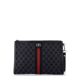 x Gucci The Hacker Project Web Wristlet Clutch BB Canvas