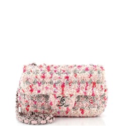 Classic Single Flap Bag Quilted Tweed and Ribbon Mini