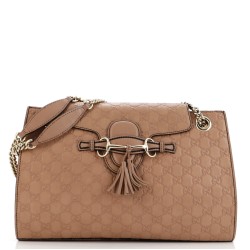 Emily Chain Flap Shoulder Bag Guccissima Leather Large