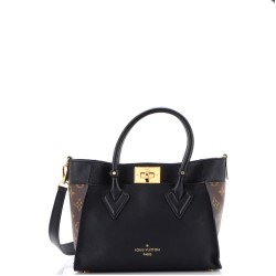 On My Side Tote Leather with Monogram Canvas PM