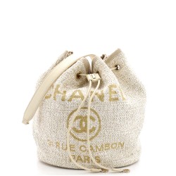 Deauville Drawstring Bucket Bag Raffia with Glitter Detail Medium