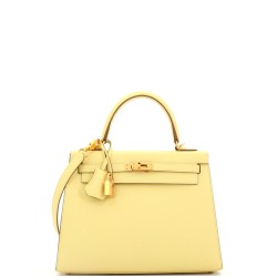 Kelly Handbag Jaune Poussin Epsom with Gold Hardware 25