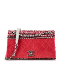 CC Chain Flap Bag Quilted Embellished Tweed and Quilted Calfskin Small