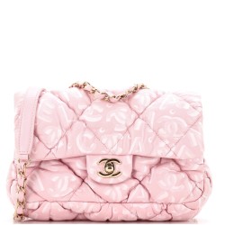 Puffy Bubbly CC Flap Bag Quilted Printed Calfskin Small