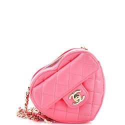 CC in Love Heart Clutch with Chain Quilted Lambskin