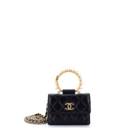 Pearl Crown Clutch with Chain Quilted Lambskin