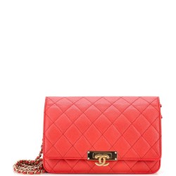 Golden Class Wallet on Chain Quilted Caviar