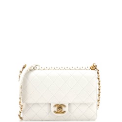 Chic Pearls Flap Bag Quilted Lambskin Small