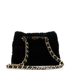 CC Bar Chain Handle Shopping Tote Quilted Shearling Small