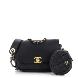 Multi Pouching Flap Bag with Coin Purse Quilted Calfskin
