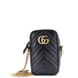 GG Marmont Vertical Phone Crossbody Bag Matelasse Leather Mini