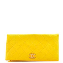 CC Foldover Clutch Quilted Lambskin Large