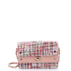 CC Stud Double Flap Bag Quilted Tweed with Leather Small