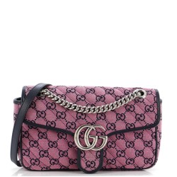 GG Marmont Flap Bag Diagonal Quilted GG Canvas Small