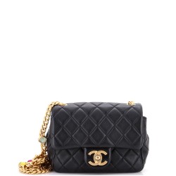 Pearl Samba Resin Chain Square Flap Bag Quilted Lambskin Mini