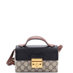 Padlock Top Handle Bag GG Coated Canvas and Leather Mini