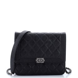 Boy Square Wallet on Chain Quilted Caviar