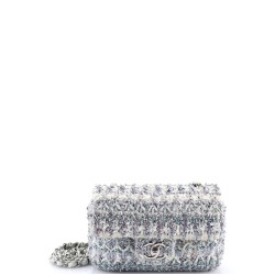 Classic Single Flap Bag Quilted Tweed and Ribbon Mini